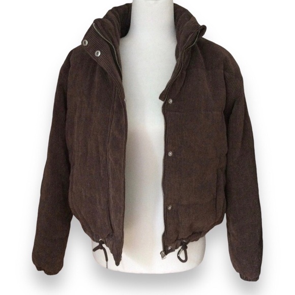 ⛔️SOLD⛔️ ASHLEY BY 26 INTERNATIONAL Corduroy Puffer Full-zip Jacket Brown Size M - Picture 3 of 14